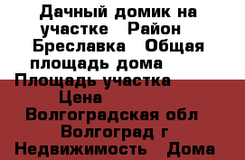 Дачный домик на участке › Район ­ Бреславка › Общая площадь дома ­ 60 › Площадь участка ­ 600 › Цена ­ 200 000 - Волгоградская обл., Волгоград г. Недвижимость » Дома, коттеджи, дачи продажа   . Волгоградская обл.,Волгоград г.